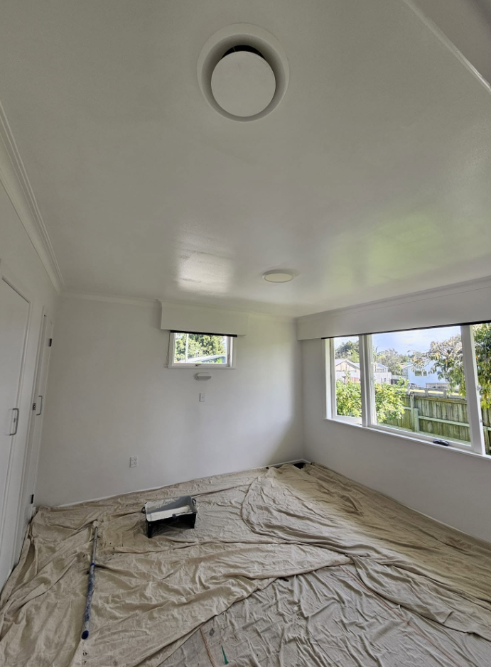 Finished white ceiling and walls