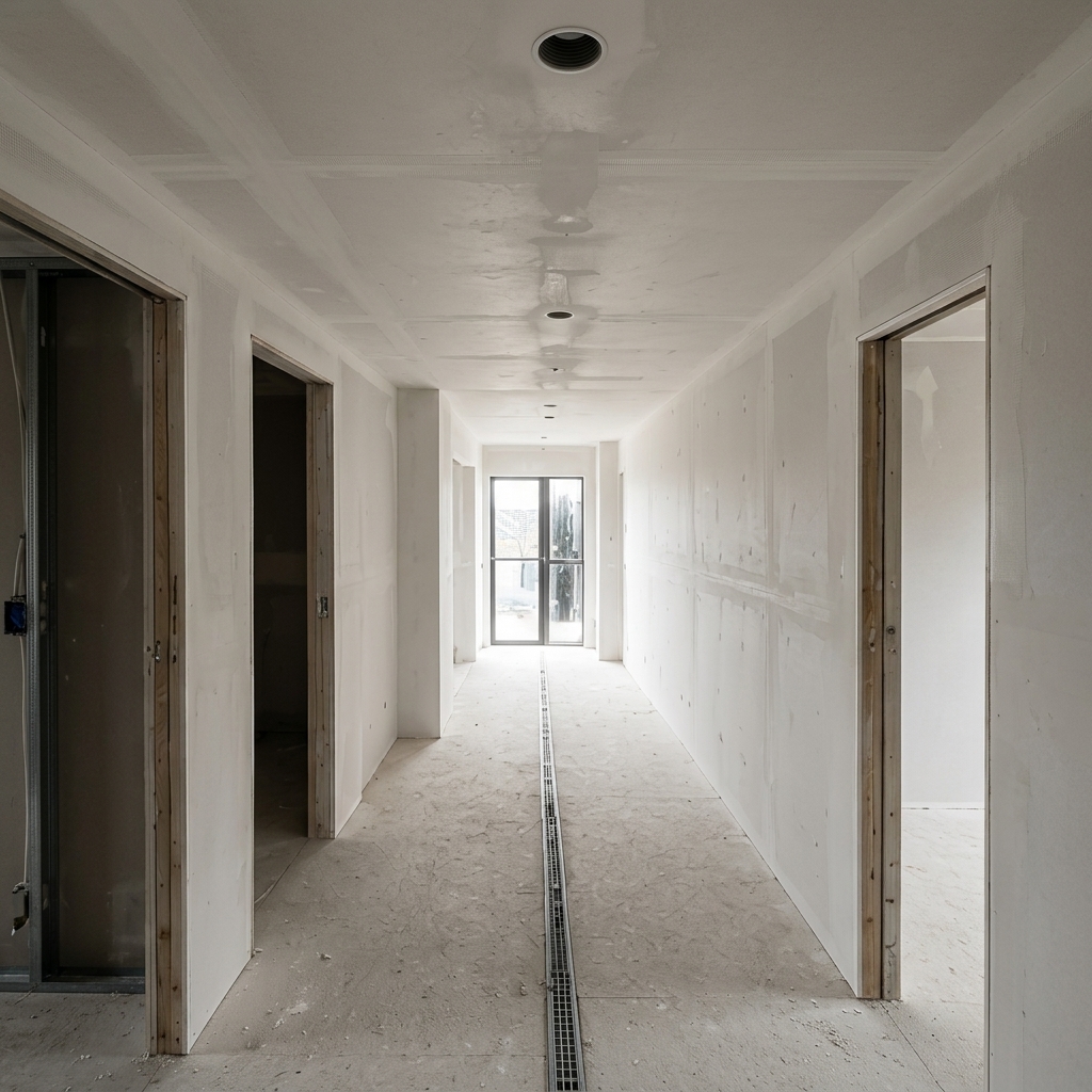 Hallway GIB joint taping ready for plastering