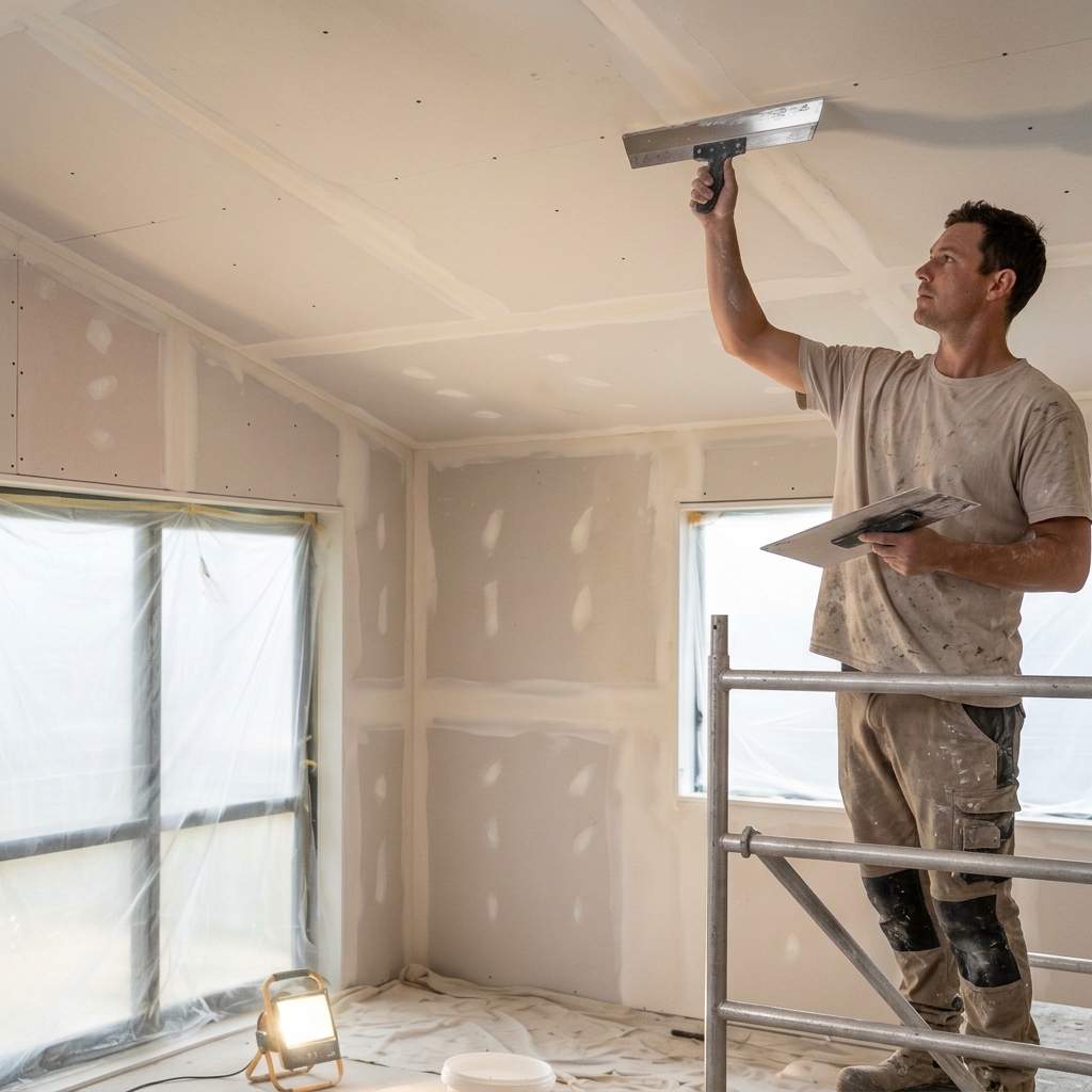 Ceiling plastering and smoothing
